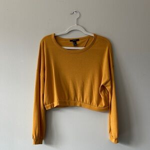 Forever 21 Mustard Cropped Crewneck Sweatshirt with open back